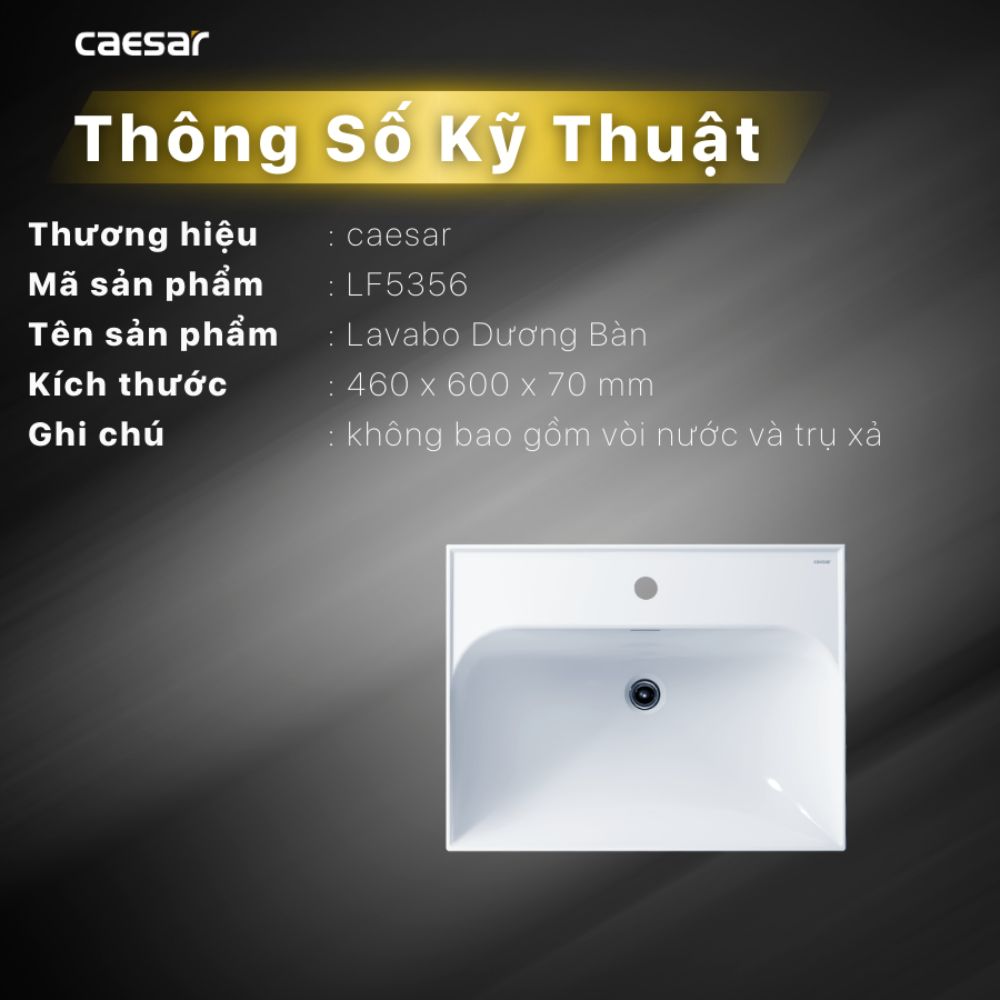 Chậu rửa lavabo đặt bàn Caesar LF5356 - 10