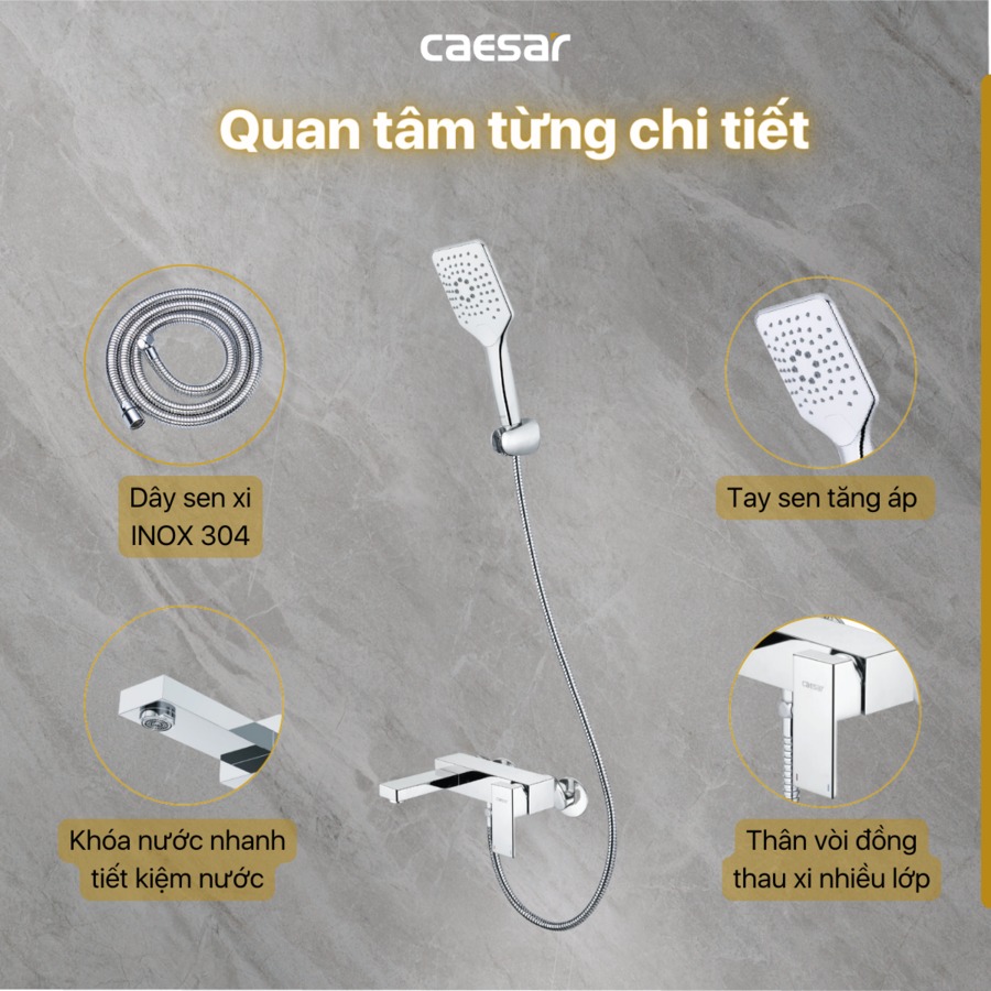 Bộ vòi sen tắm nóng lạnh Caesar S843C - 13