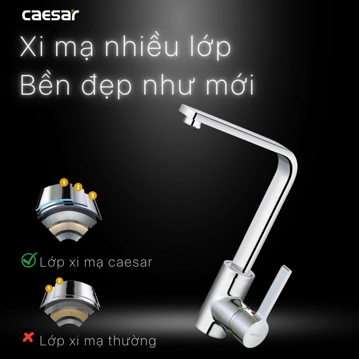 Vòi bếp nóng lạnh Caesar K665C - 23