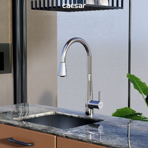 Vòi bếp dây rút nóng lạnh Caesar K905C - 18
