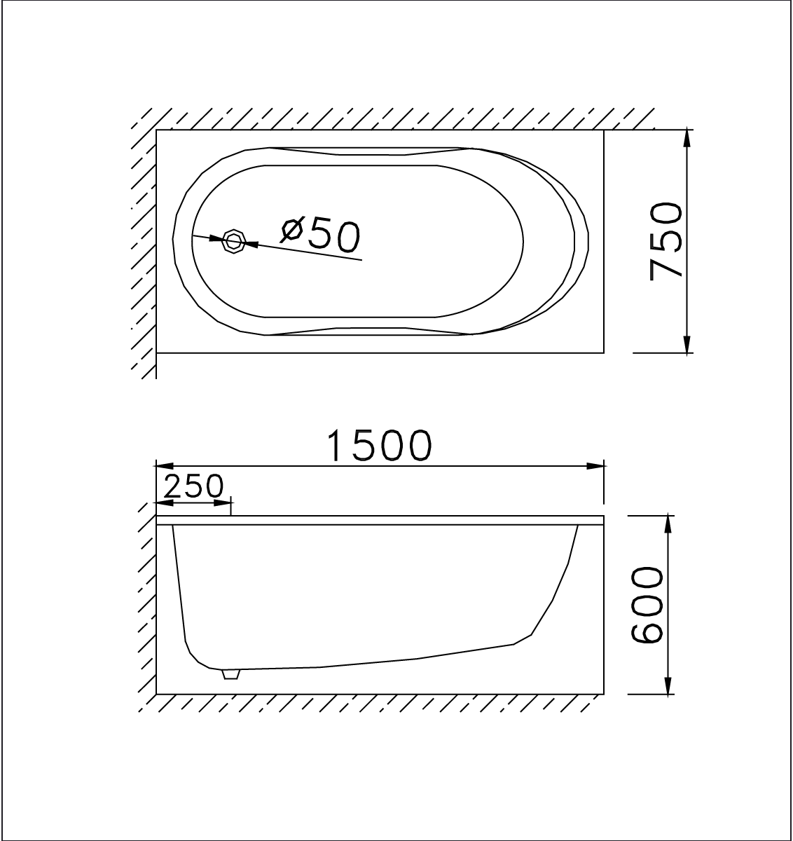 Bồn tắm chân yếm 1m5 Caesar AT2150L(R) - 3
