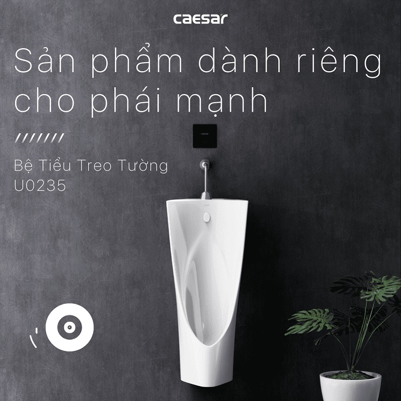 Bồn tiểu nam treo tường thoát ngang Caesar U0235 - 3