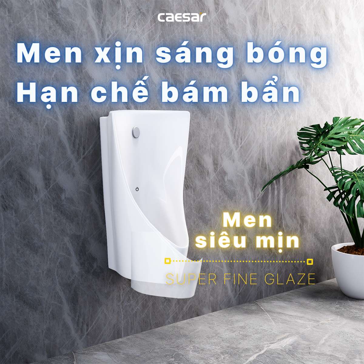 Bồn tiểu nam treo tường cảm ứng thoát ngang Caesar UA0234 - 10