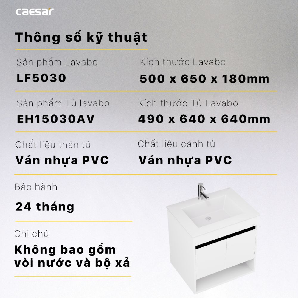 Bộ tủ lavabo Caesar LF5030+EH15030AV - 18