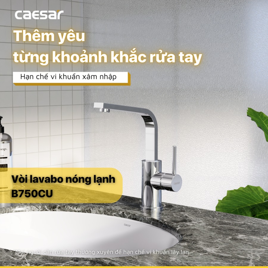 Vòi chậu lavabo nóng lạnh Caesar B750CU - 6