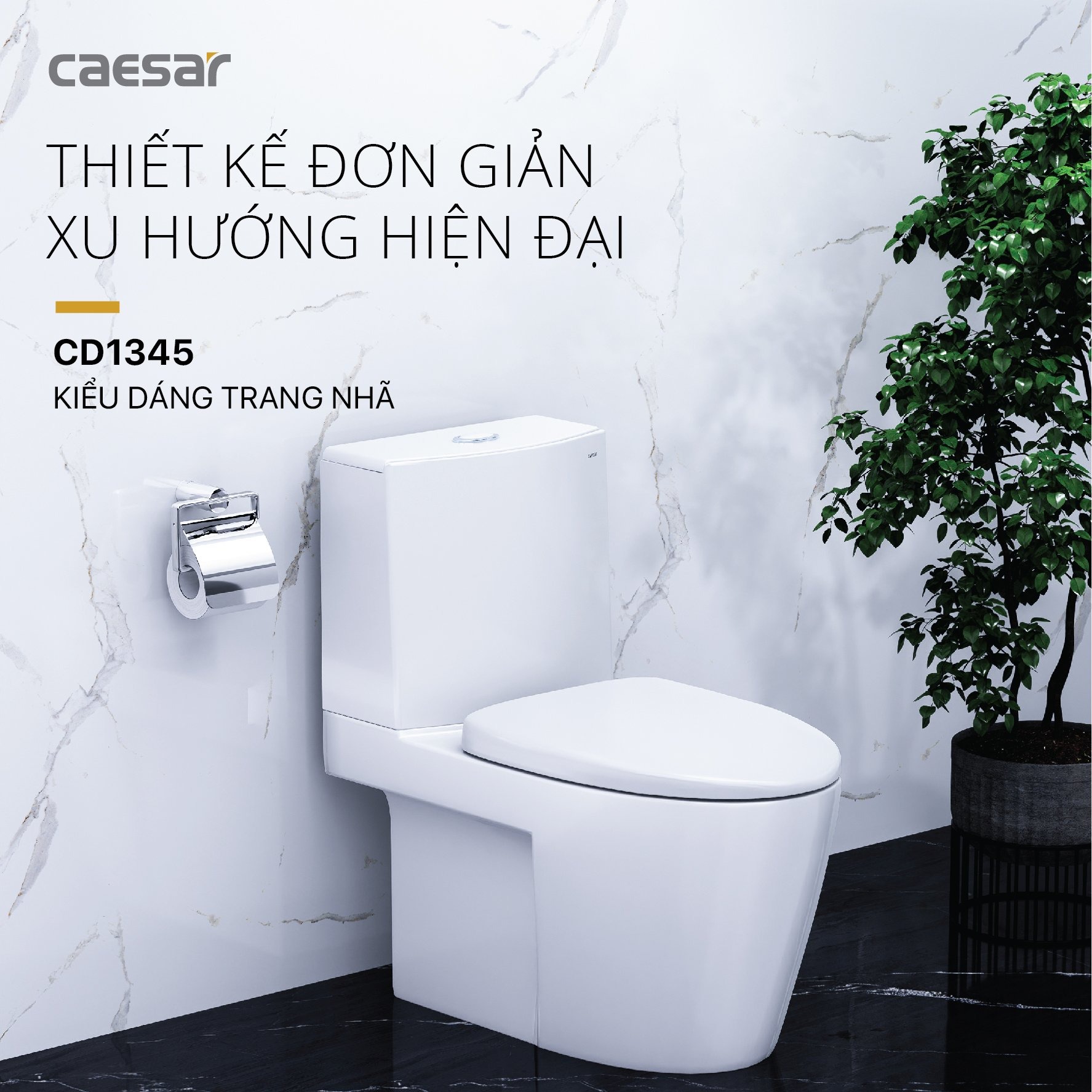 Bồn cầu 2 khối Caesar CD1345 nắp êm - 3