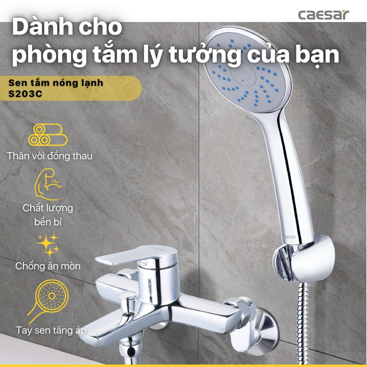 Bộ vòi sen tắm nóng lạnh Caesar S203C - 10