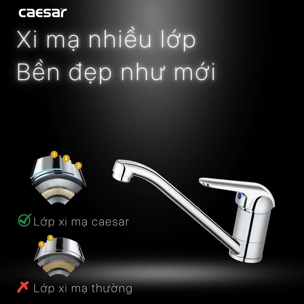 Vòi bếp nóng lạnh Caesar K511C - 17