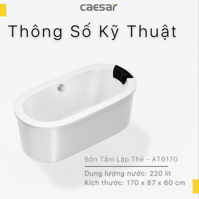 Bồn tắm đặt sàn 1m7 Caesar AT6170 - 10