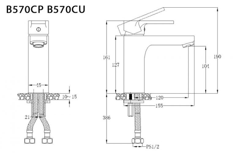 Vòi chậu lavabo nóng lạnh Caesar BT570CU - 7