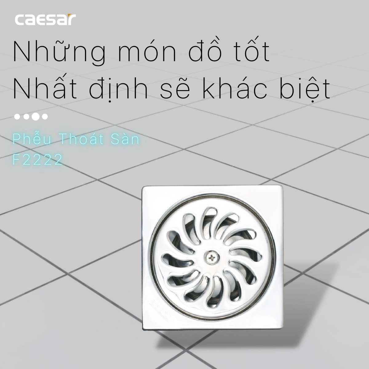 Phễu thoát sàn inox 304 9x9cm φ60 Caesar F2222 - 6