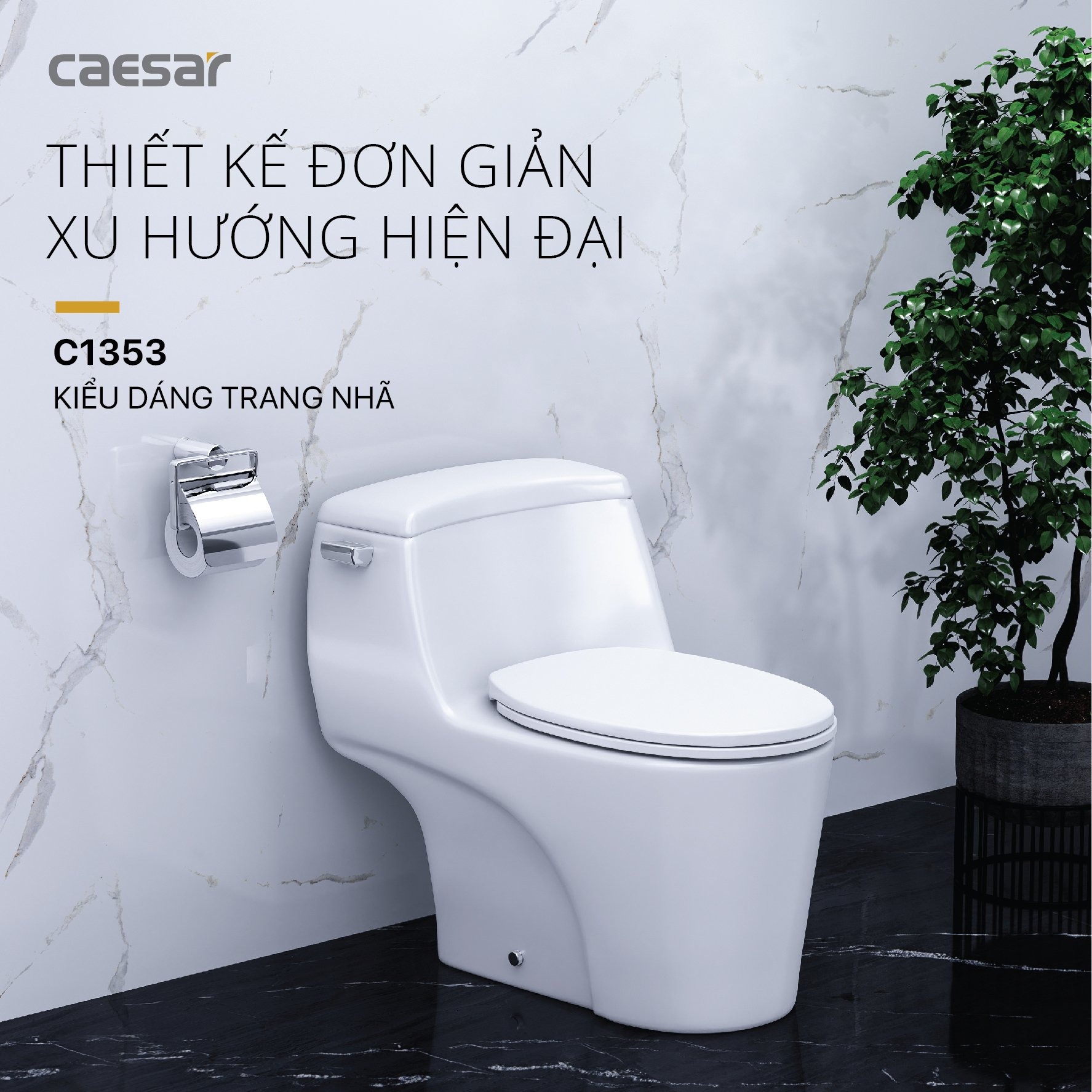 Bồn cầu 1 khối Caesar C1353 nắp êm - 13
