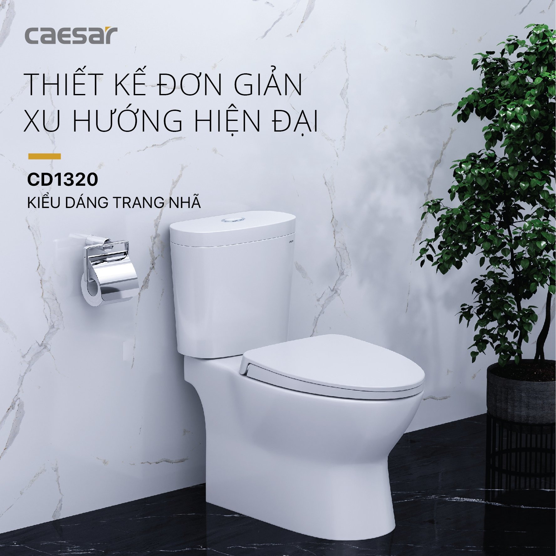 Bồn cầu 2 khối Caesar CD1320 nắp đóng êm - 7