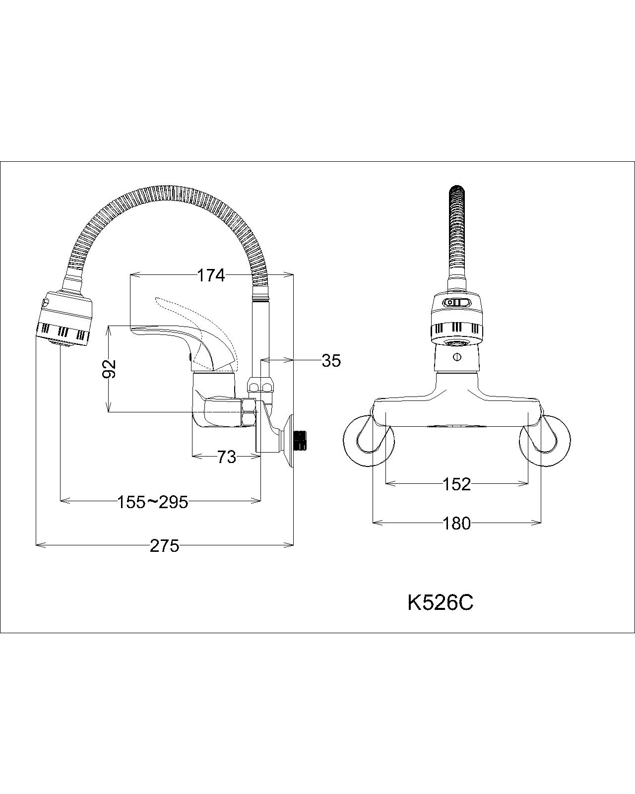 Vòi bếp nóng lạnh gắn tường Caesar K526C - 30