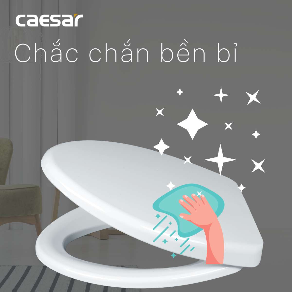 Nắp bồn cầu thường Caesar M220 - 8