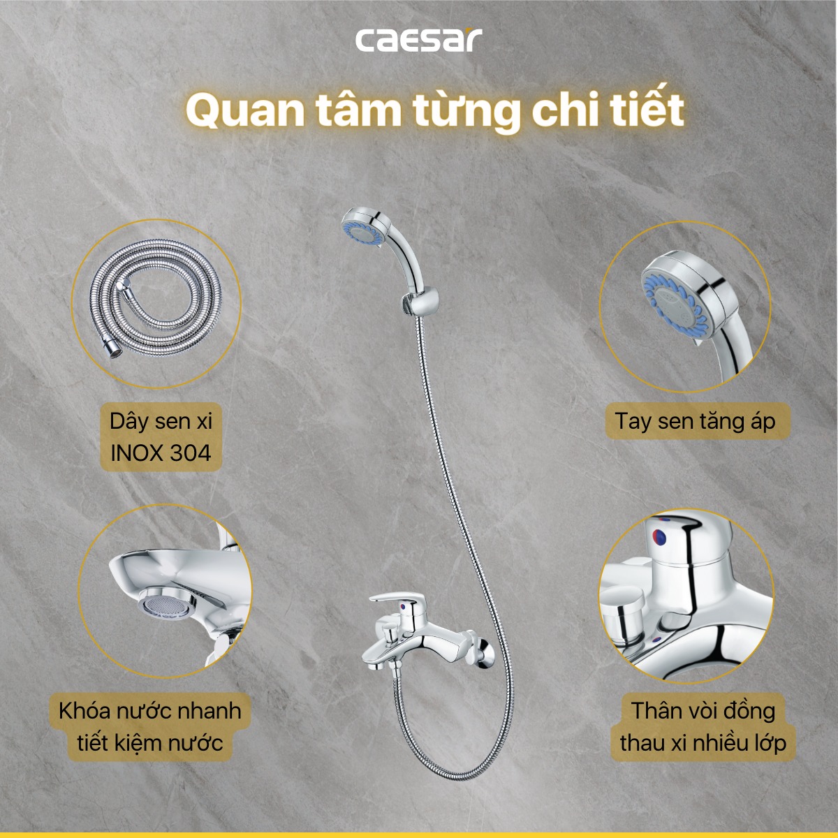 Bộ vòi sen tắm nóng lạnh Caesar S173C - 11