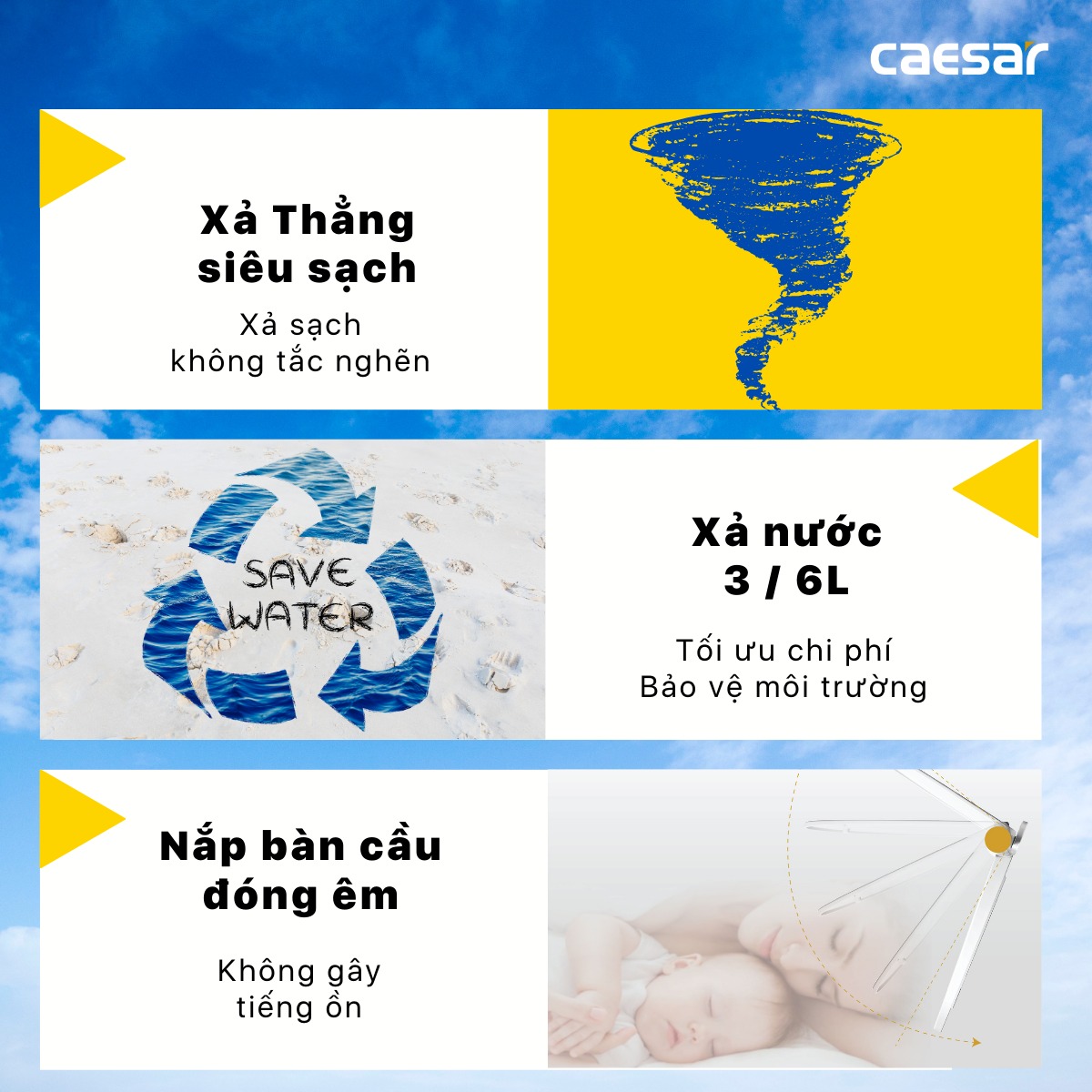 Bồn cầu 2 khối nắp rửa cơ Caesar CD1345+TAF060 - 4