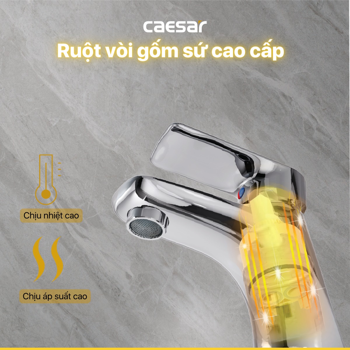 Vòi chậu lavabo nóng lạnh Caesar B560CU - 10