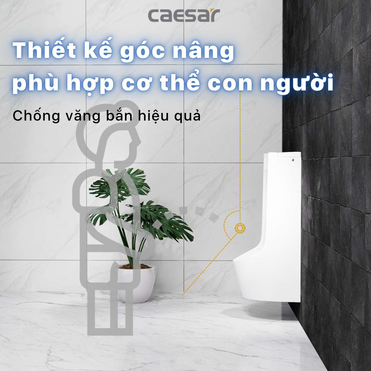 Bồn tiểu nam treo tường van cảm ứng Caesar UA0283 - 8