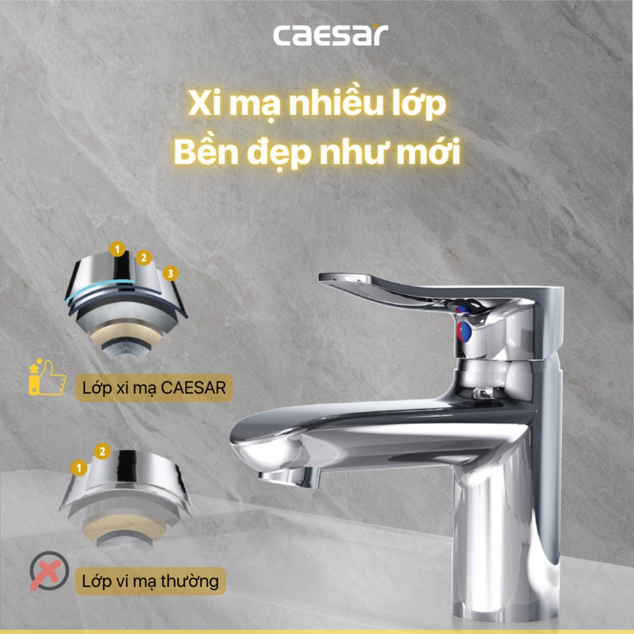 Vòi chậu lavabo nóng lạnh Caesar B490CP / B490CU - 18