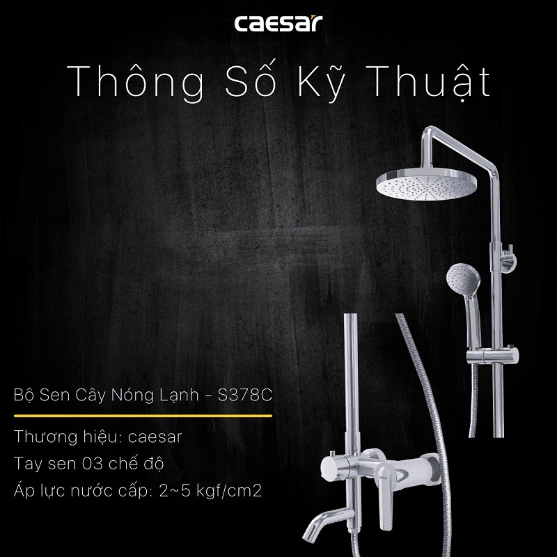 Bộ vòi sen tắm nóng lạnh Caesar S378C - 18