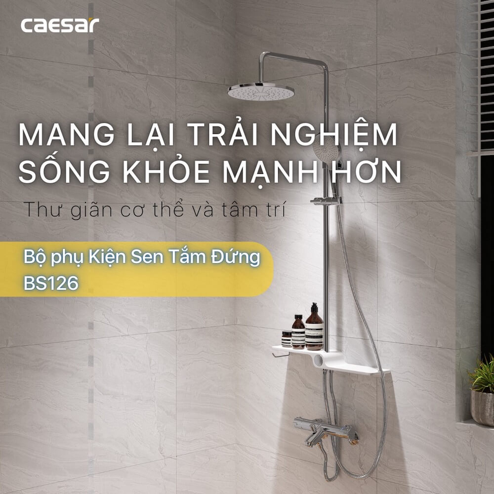 Bộ sen cây tắm đứng nóng lạnh Caesar BS126+S173C - 12