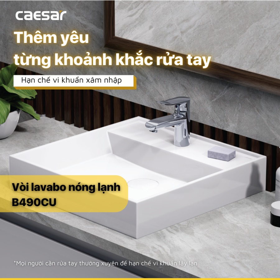 Vòi chậu lavabo nóng lạnh Caesar B490CP / B490CU - 14