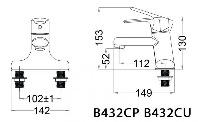 Vòi chậu lavabo nóng lạnh Caesar B432CP / B432CU - 2