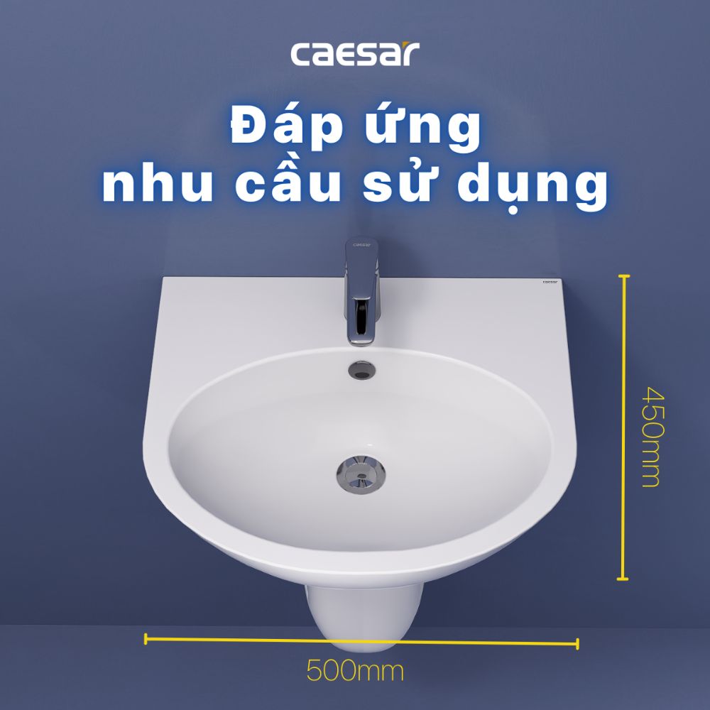 Chậu rửa lavabo treo tường chân lửng Caesar L2152+P2441 - 9