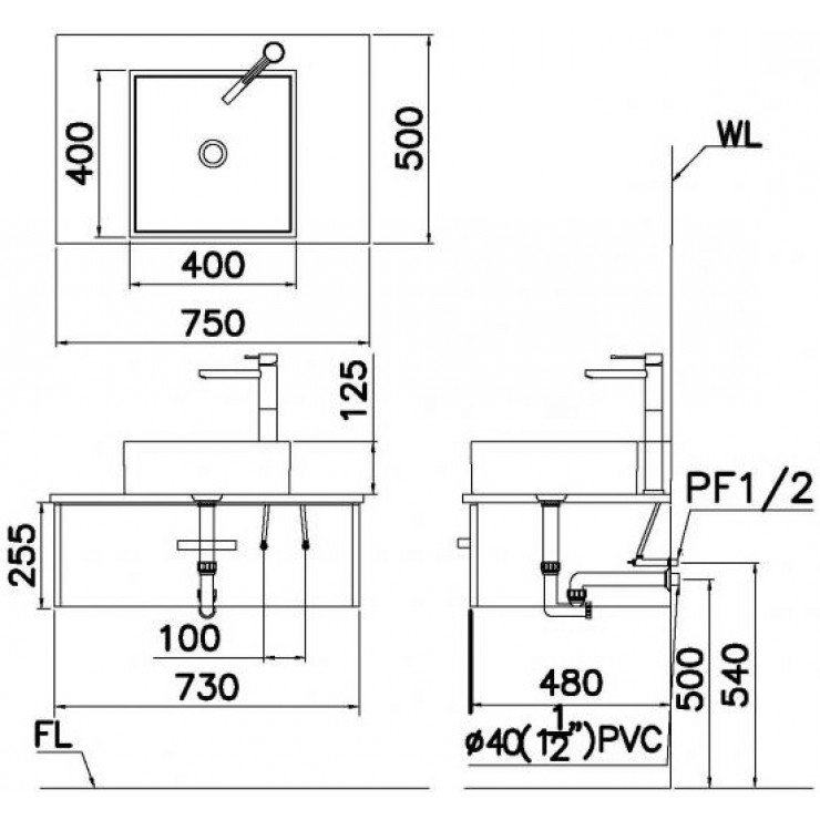 Chậu lavabo đặt bàn Caesar LF5252 - 2