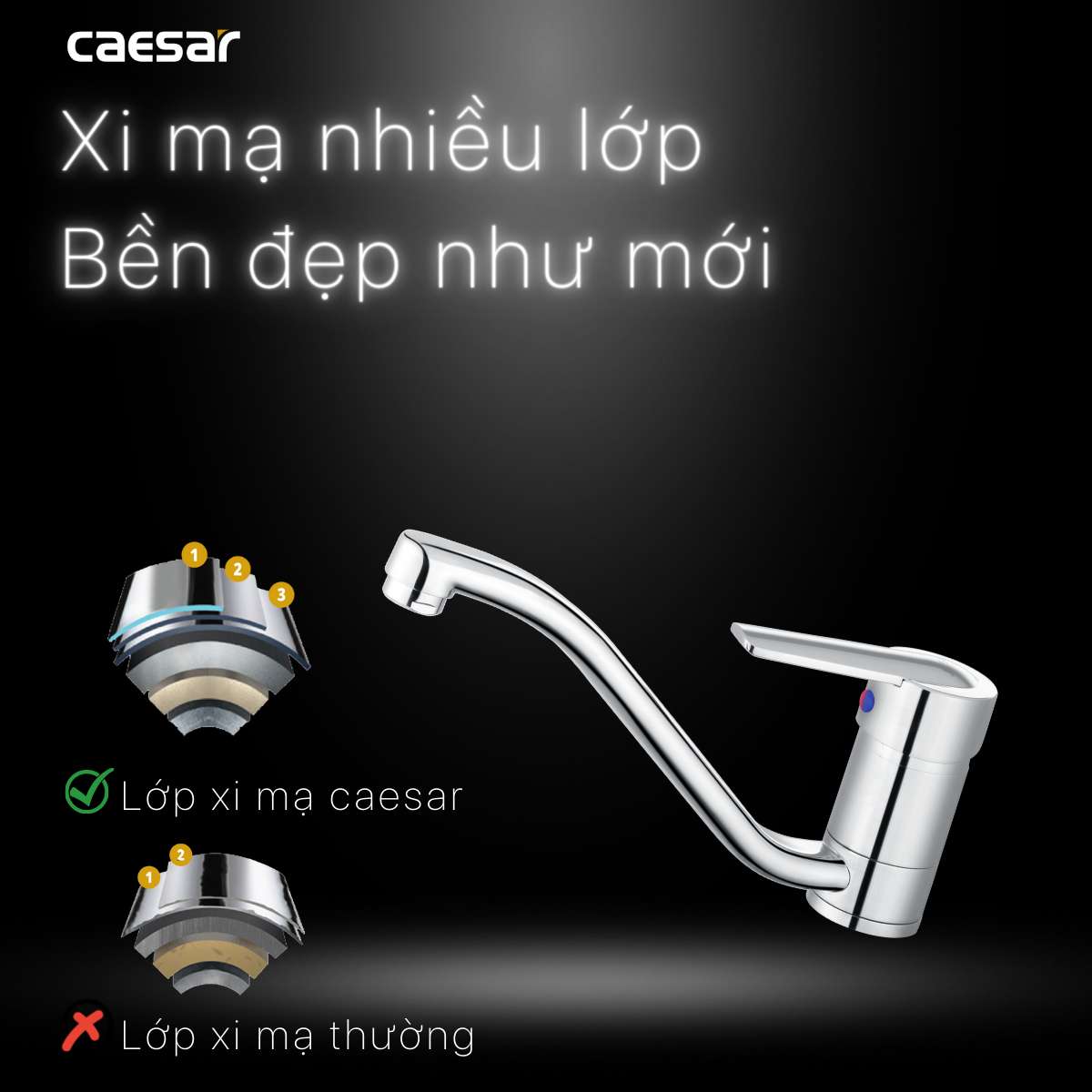 Vòi bếp nóng lạnh Caesar K375C - 18
