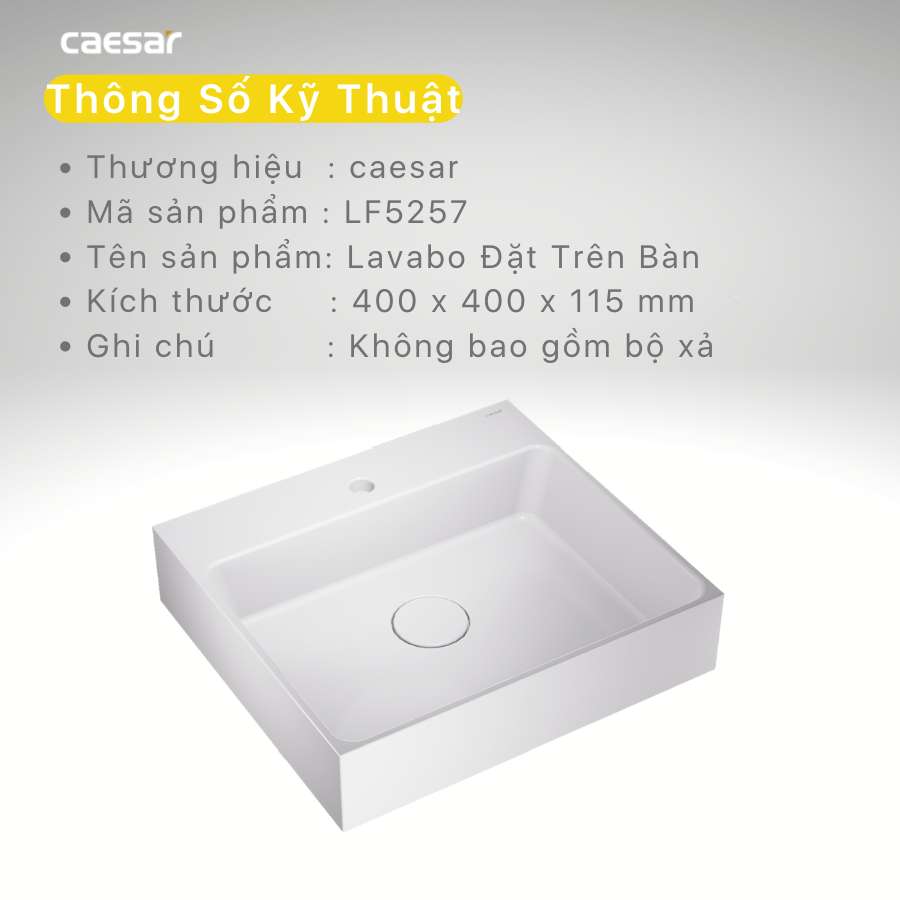 Chậu lavabo đặt bàn Caesar LF5257 - 15
