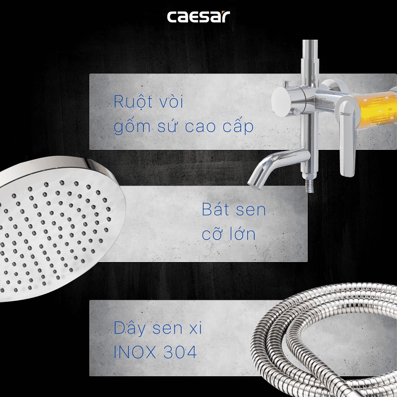 Bộ vòi sen tắm nóng lạnh Caesar S378C - 17