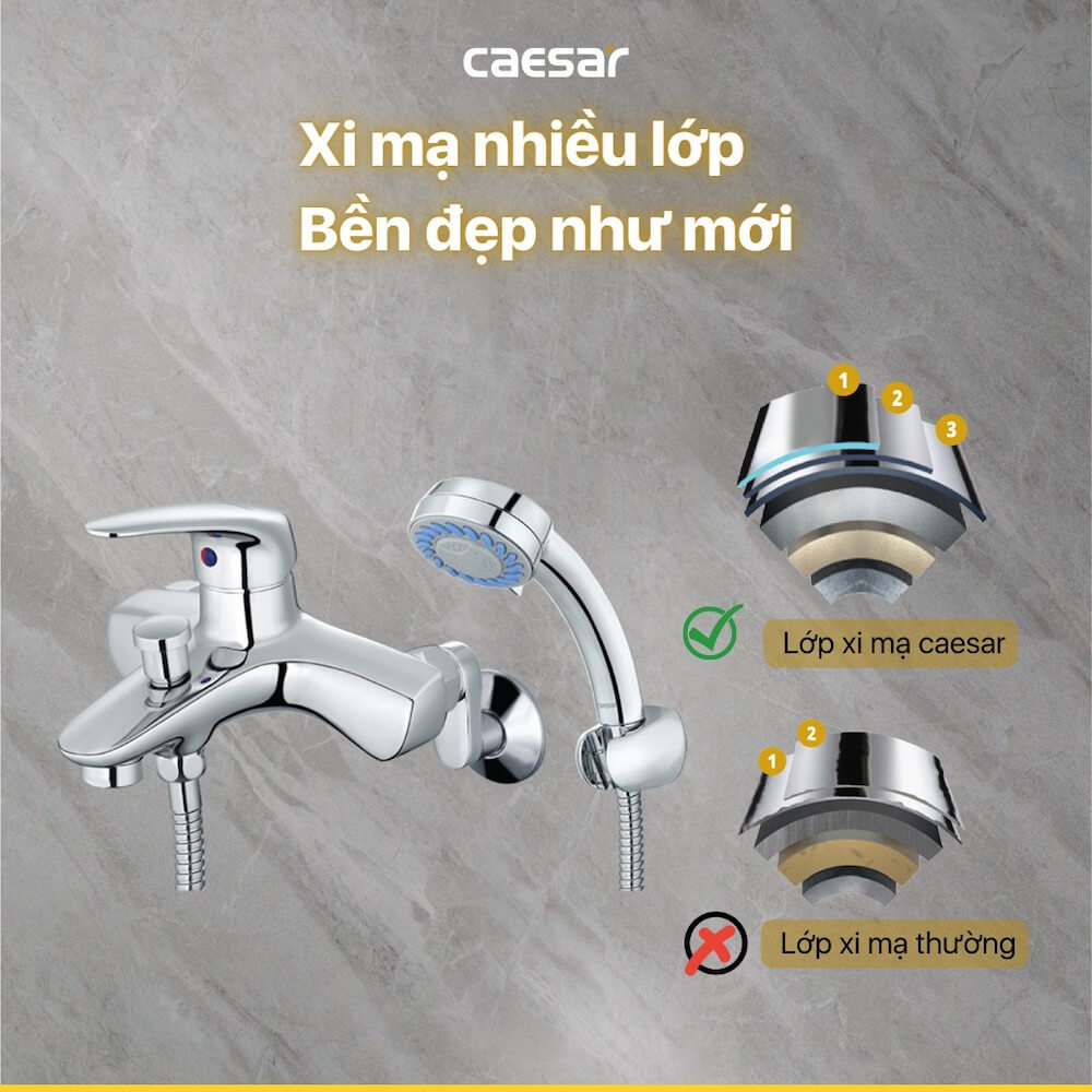 Bộ sen cây tắm đứng nóng lạnh Caesar BS127+S173C - 5