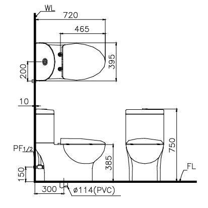 Bồn cầu 2 khối Caesar CD1349 nắp êm - 2