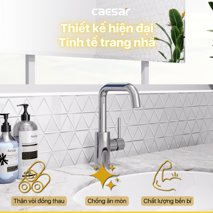 Vòi chậu lavabo nóng lạnh Caesar B520CU - 10