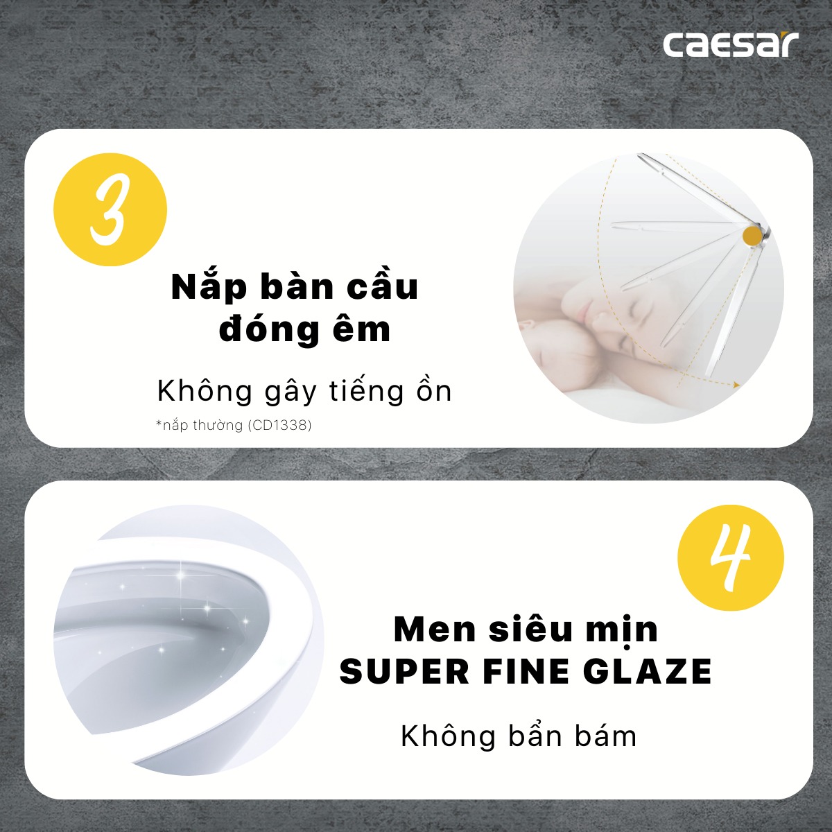 Bồn cầu 2 khối Caesar CD1338 nắp thường - 5