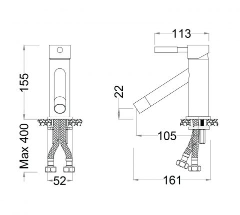Vòi chậu lavabo nóng lạnh Caesar BT229CU (xả nhấn) - 2