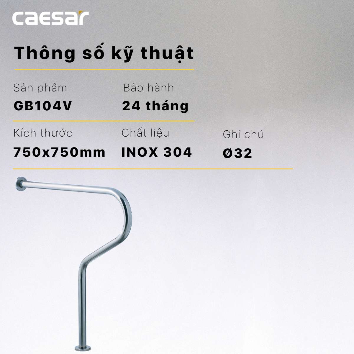 Thanh tay vịn inox Caesar GB104V - 8