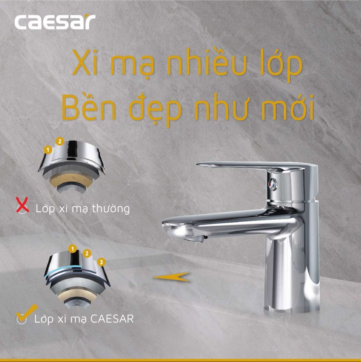 Vòi chậu lavabo nóng lạnh Caesar B380CU - 20