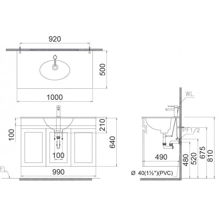 Bộ tủ lavabo Caesar LF5028+EH05028AV - 2