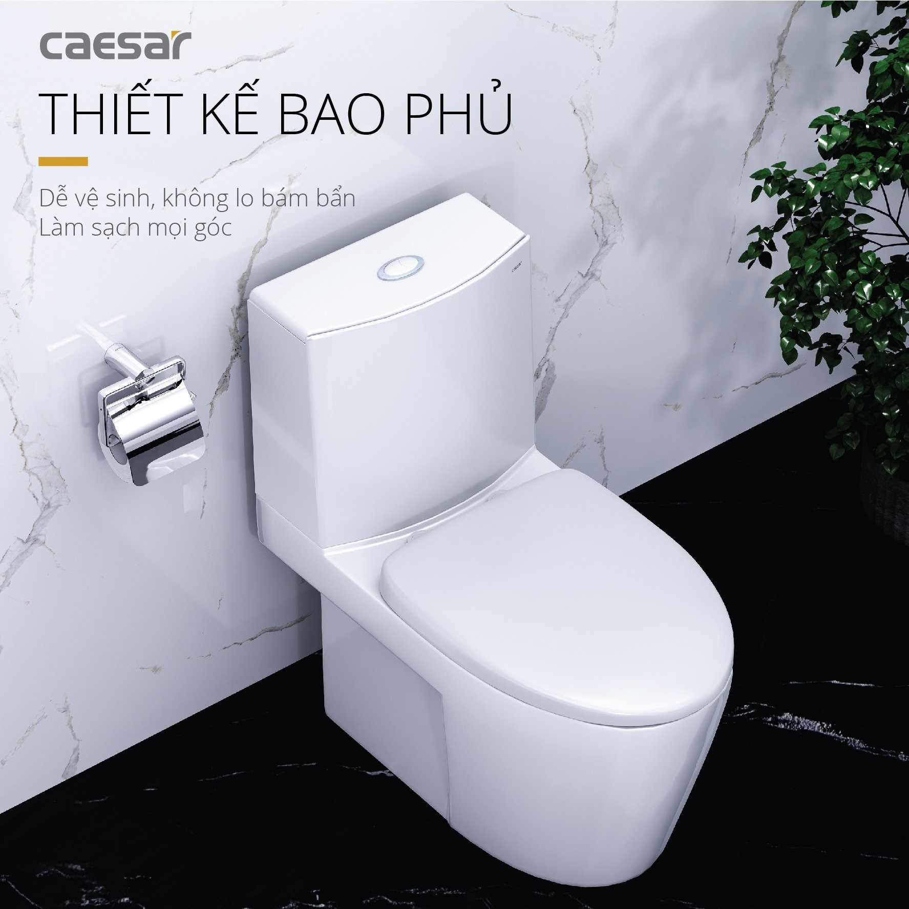 Bồn cầu 2 khối Caesar CD1345 nắp êm - 5