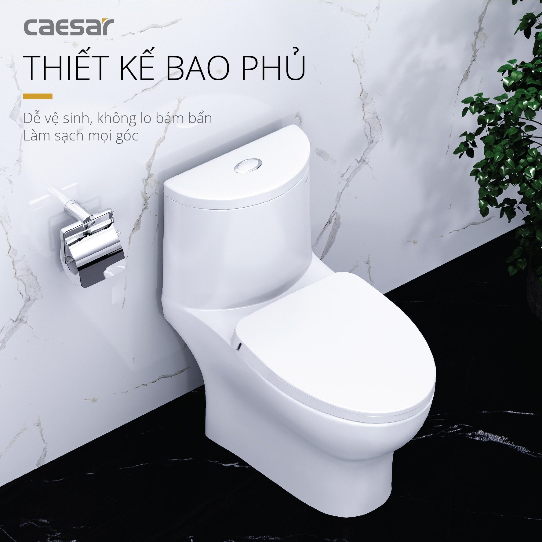 Bồn cầu 1 khối Caesar C1375 (CD1375) nắp đóng êm - 11