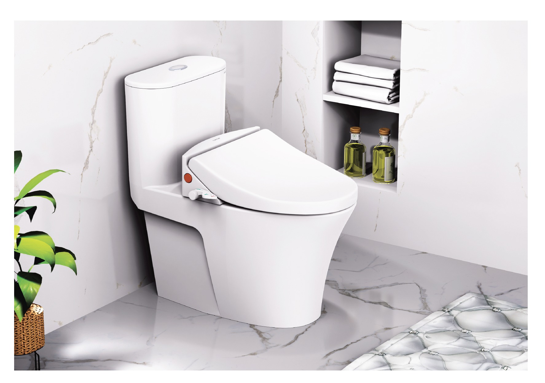 Bồn cầu 1 khối nắp rửa cơ Caesar CD1395+TAF050 - 9