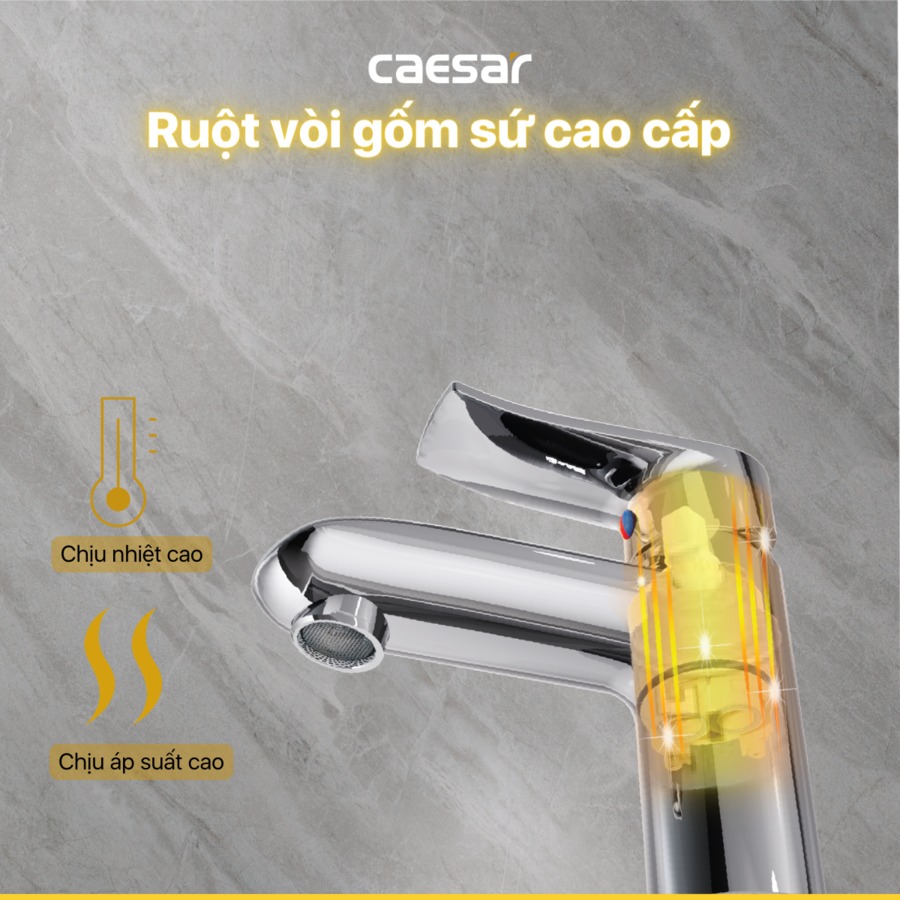 Vòi chậu lavabo nóng lạnh Caesar B490CP / B490CU - 20