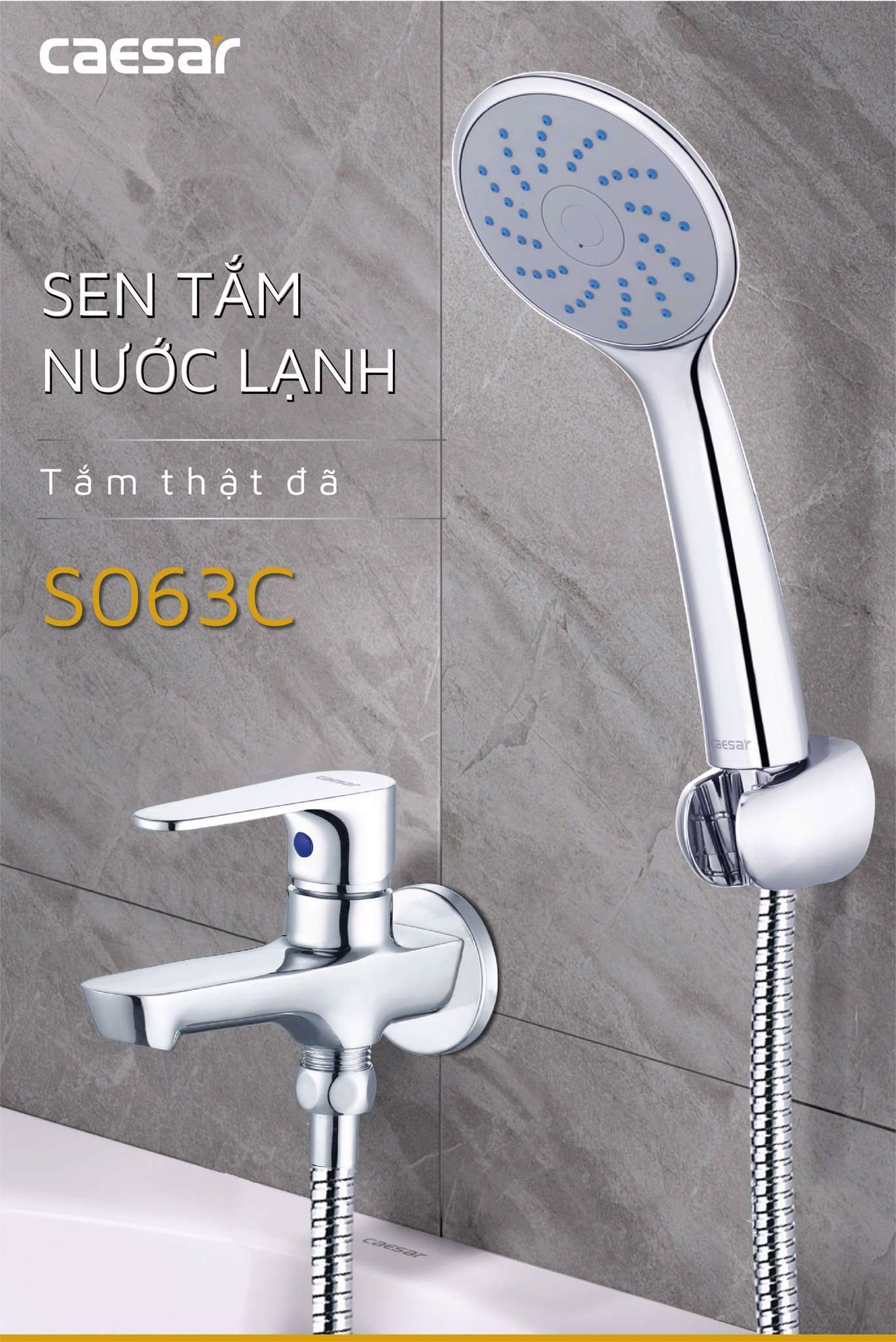 Bộ vòi sen tắm lạnh Caesar S063C (Tay sen tắm xi) - 22