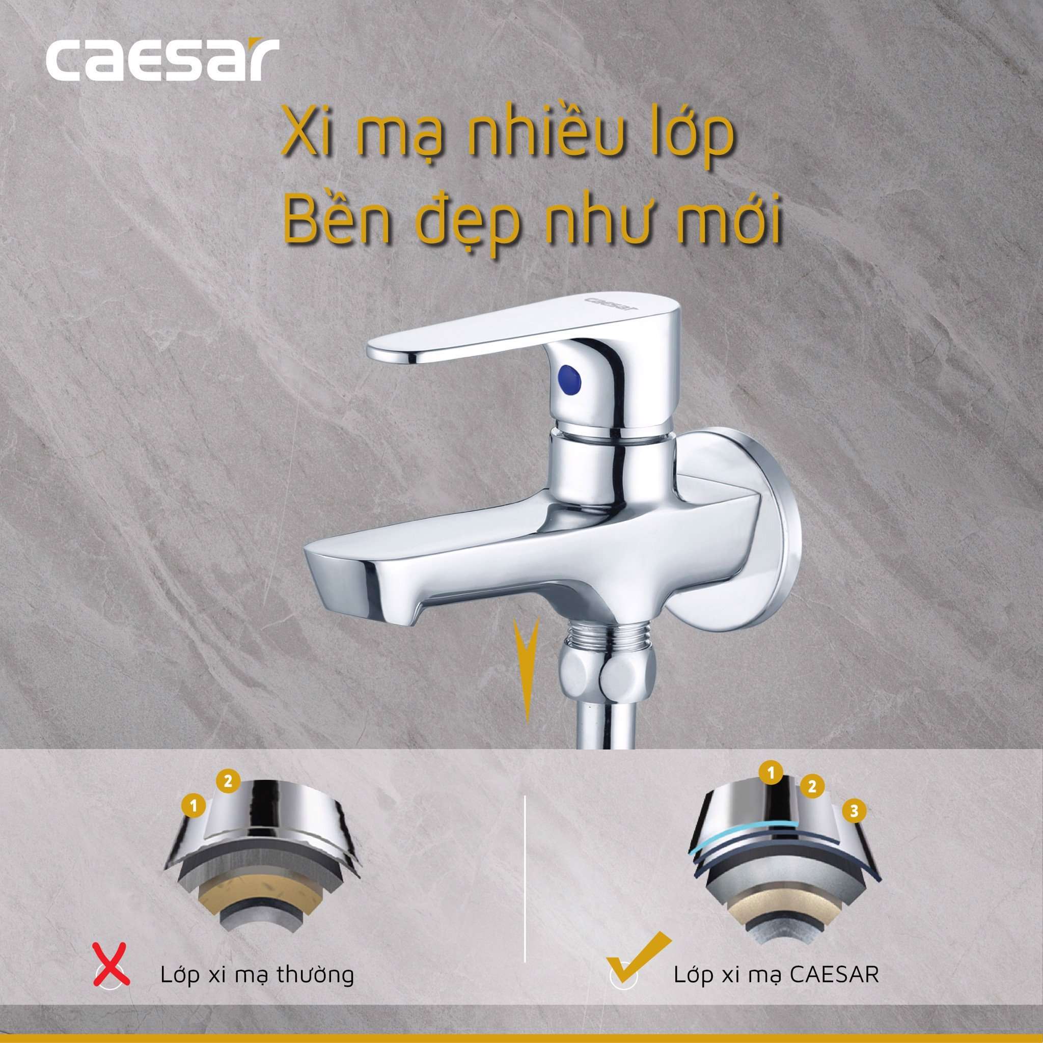 Bộ vòi sen tắm lạnh Caesar S063C (Tay sen tắm xi) - 17