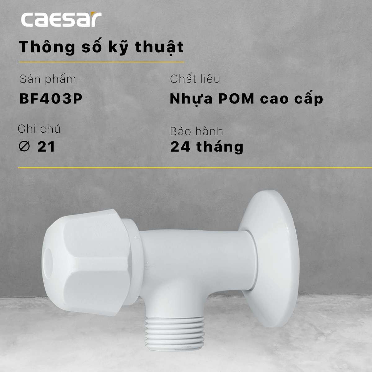 Van vặn khóa chữ F nhựa - φ21 Caesar BF403P - 8