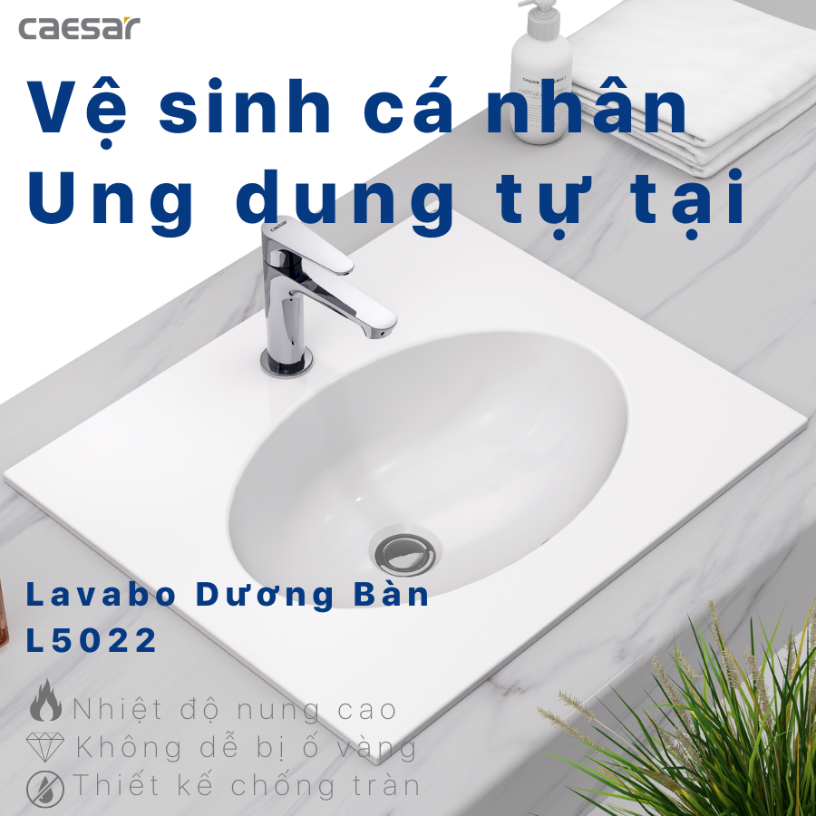 Chậu rửa mặt lavabo dương vành Caesar L5022 - 2