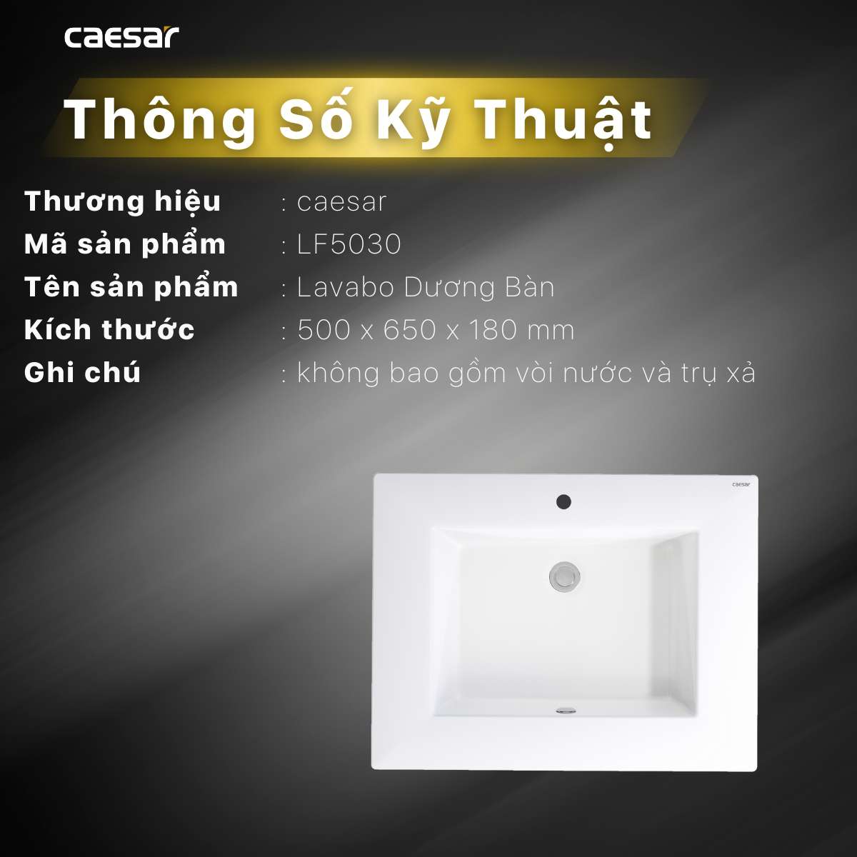 Chậu lavabo dương vành Caesar LF5030 - 13